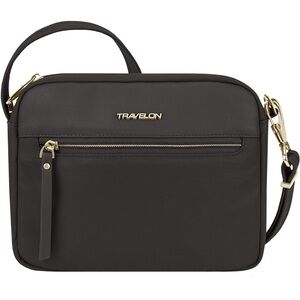 Travelon Anti-Theft Black Crossbody Bag with Gold Accents